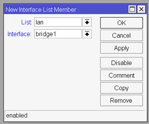 Add bridge1 interface to the lan list