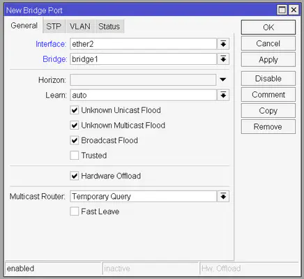 Assign ether2 to bridge1